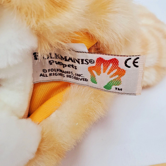 Folkmanis Orange Tabby Cat Kitten Hand Puppet Plush Fluffy Full Body Green Eyes - Picture 7 of 8